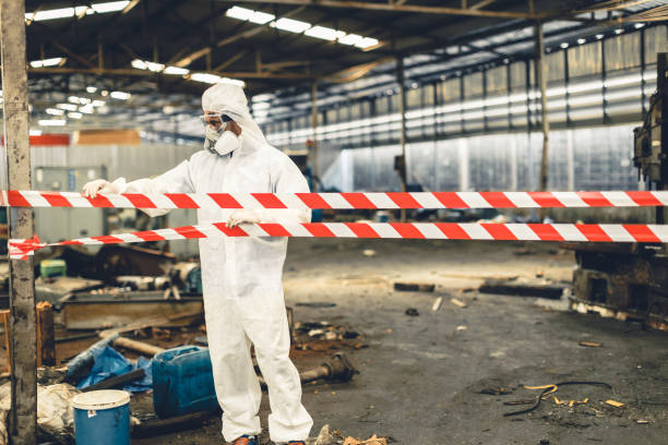 Professional Biohazard Cleanup technician working in Huntington, NY